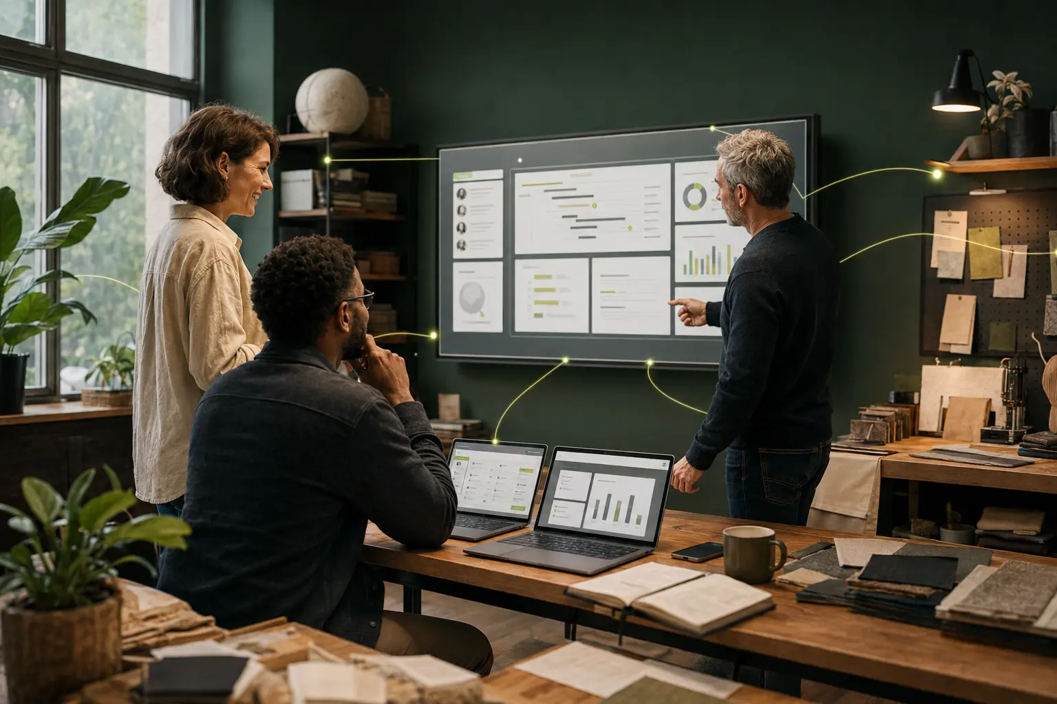 A small business team reviewing one connected view of the whole business